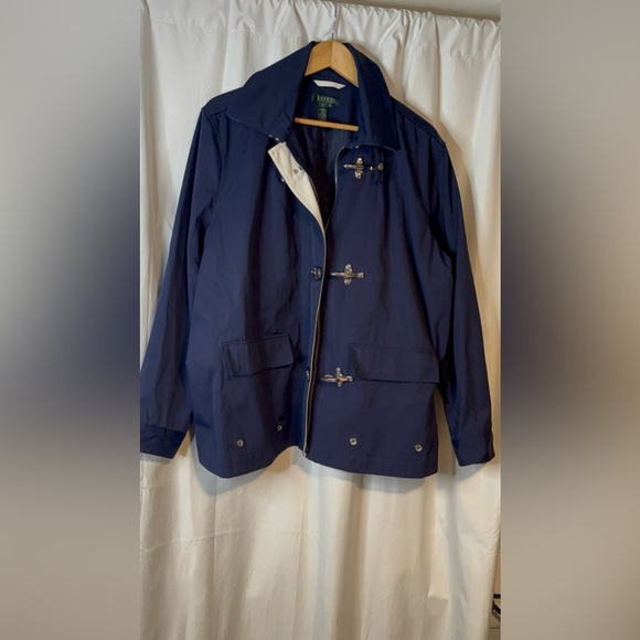 Vtg RALPH LAUREN Navy Blue Short Fireman Clasp Hook Nautical Nylon Jacket Sz 3x - Picture 7 of 13